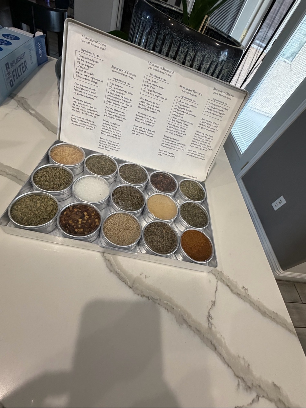 Stainless Steel Spice Tin Gift Set with Recipe Guide - Silver
